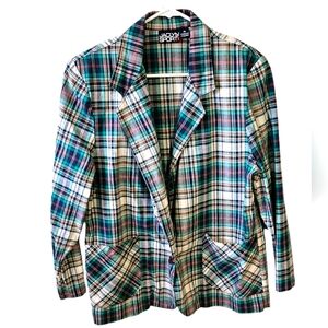 Blazer lightweight cotton plaid Size 14